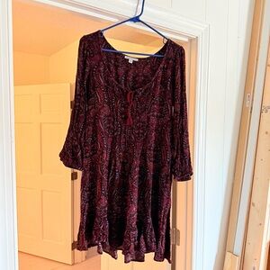 American Eagle Bohemian Paisley Dress in Red and Black